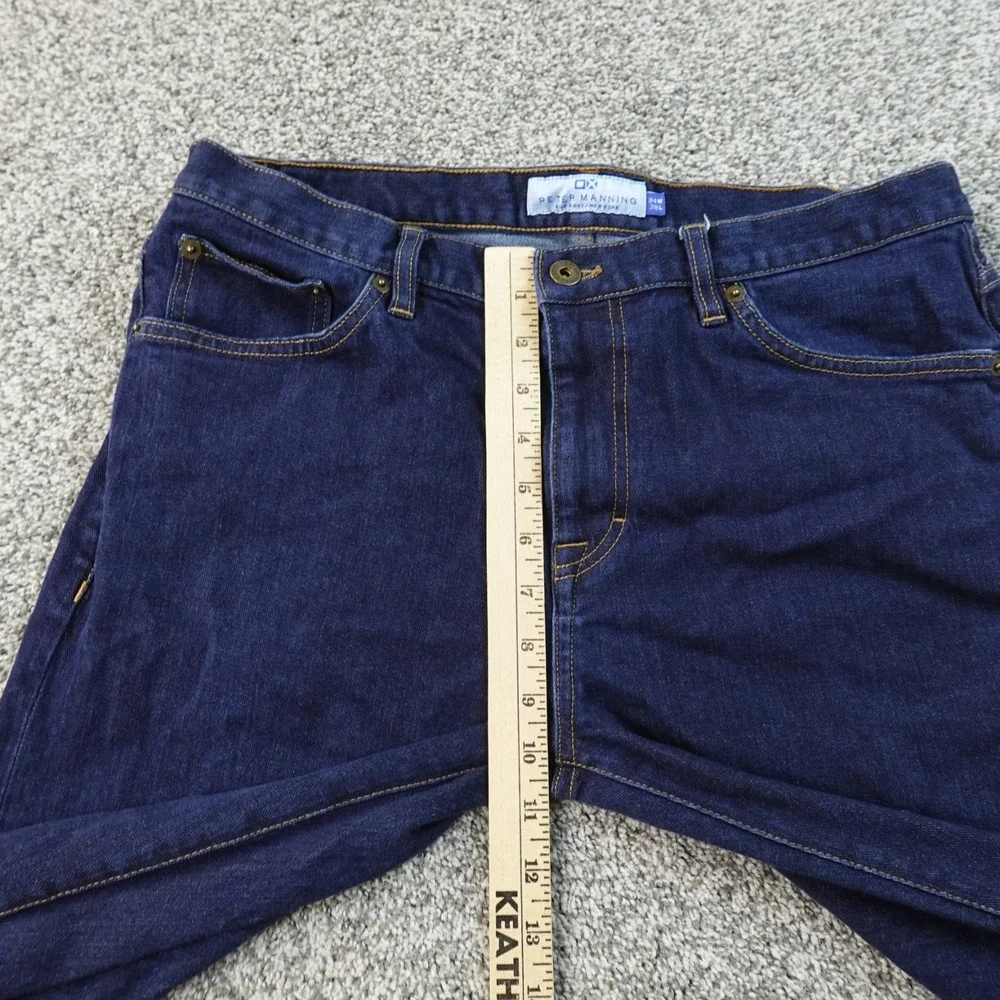 Peter Manning Jeans Mens 34X28 Dark Blue Denim Pants Classic Fit Preppy Straight